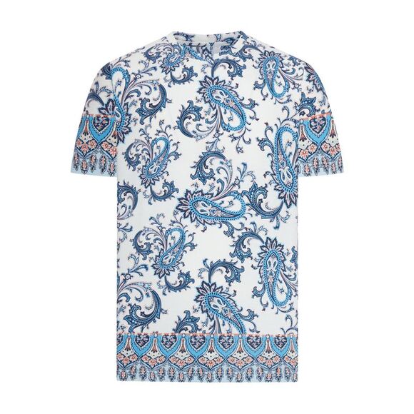 Etro Men Rome Cotton T-Shirt With Placed Print